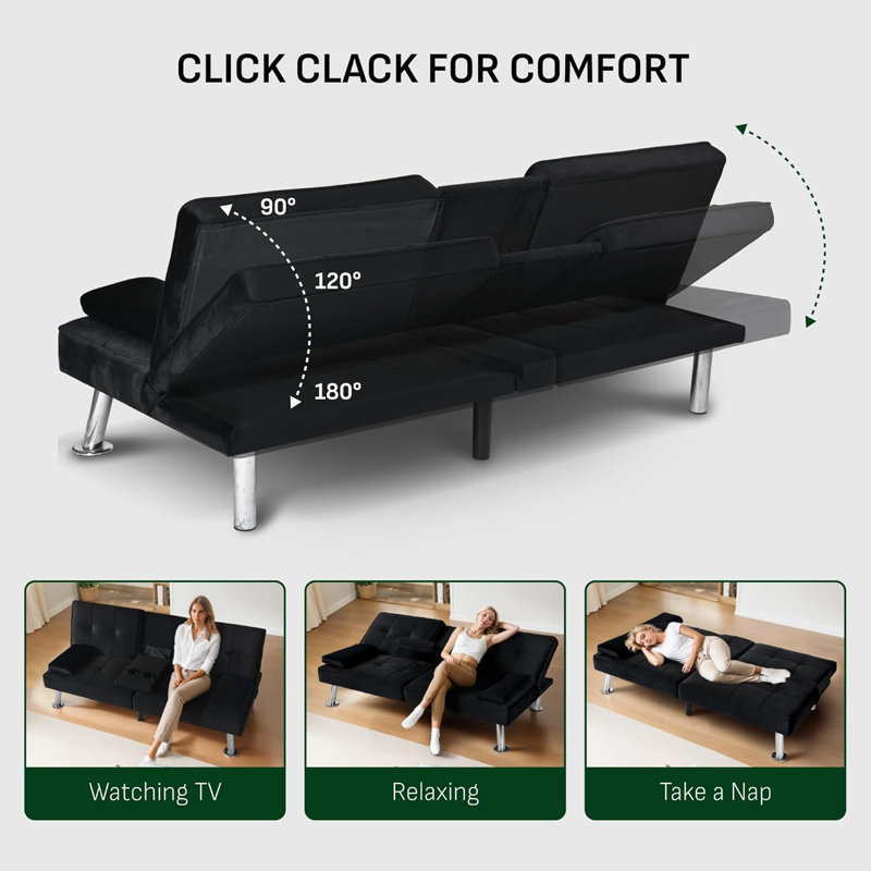 Futon canapé-lit - canapé-lit convertible avec port USB, port de type C, salon pliant pour le salon