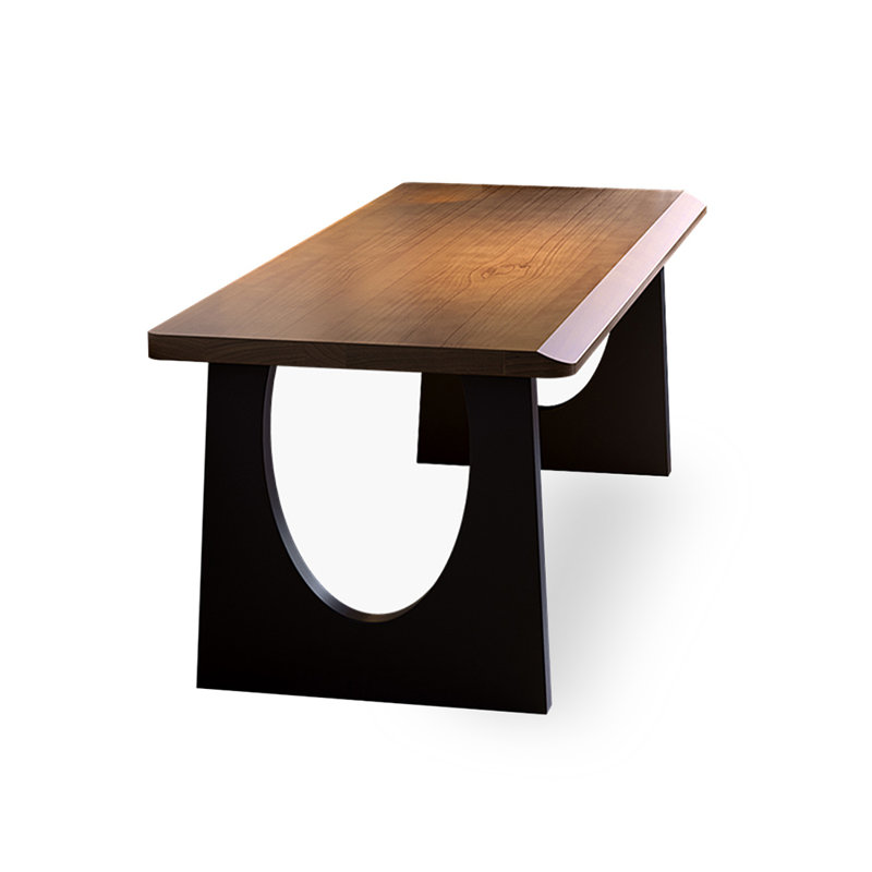 Bureau rectangulaire en bois massif noir, 29.53" H x 94.49" W x 27.56" D