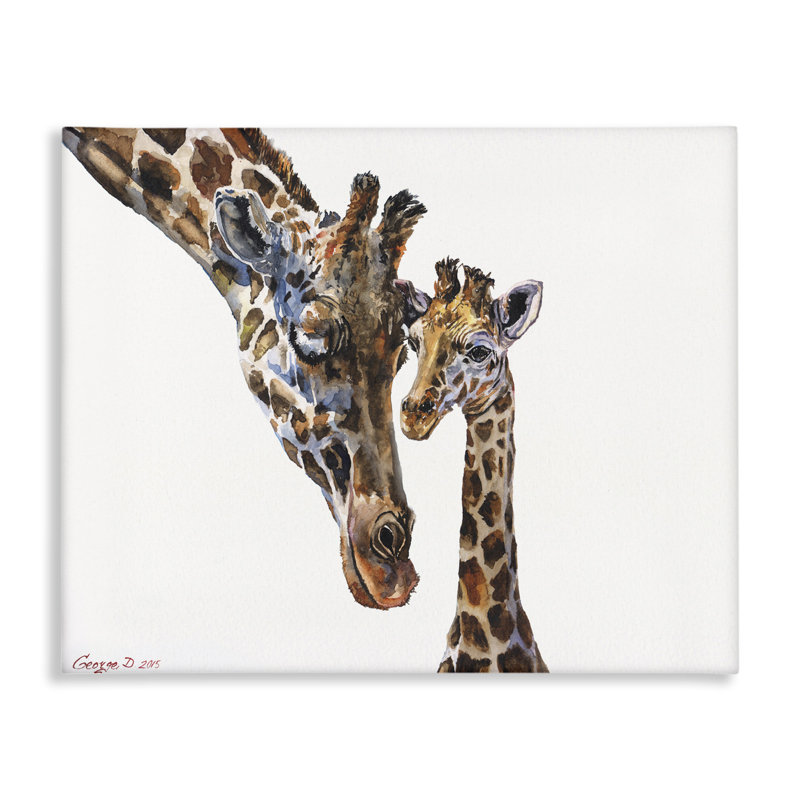 Ringler, joli bébé girafe, famille, aquarelle, peinture murale, enfants, H 24 po x l 30 po