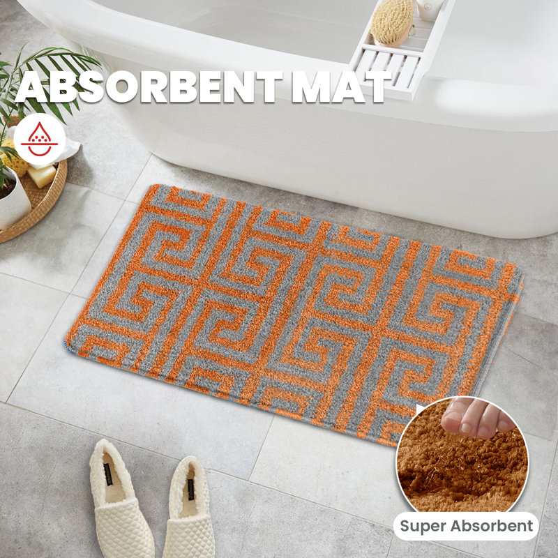 Akinori Polypropylene Plastic Non-Slip Bath Mat, Orange