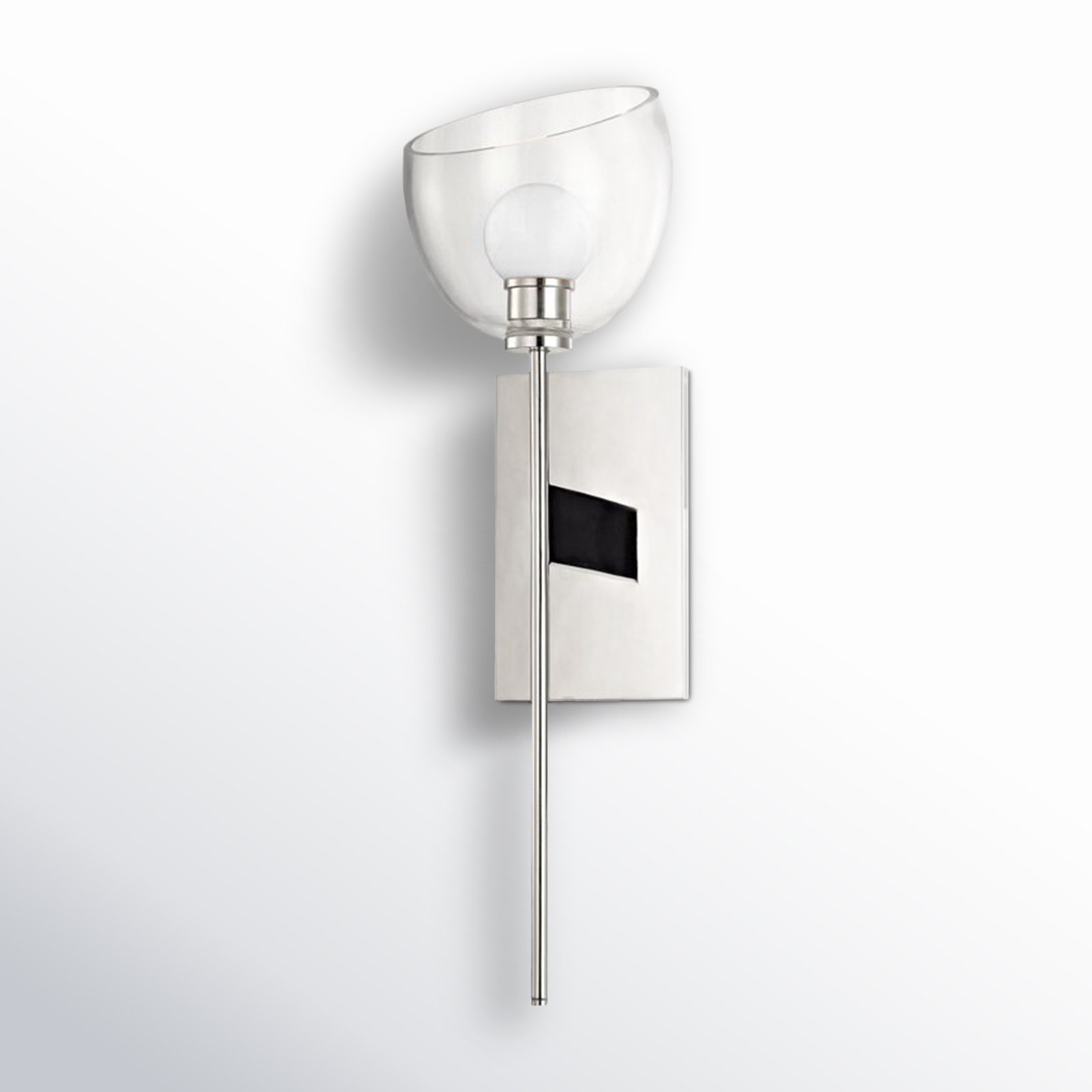 Avalea Single Light Dimmable Armed Sconce, Polished Nickel