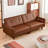 Analycia 86.6" Brown Tufted Leather Sofa With Solid Wooden Legs, Mid-century Modern Upholstered 3-seater Sectional Couch Retro Luxurious Loveseat With Round Pillow For Living Room Bedroom Office