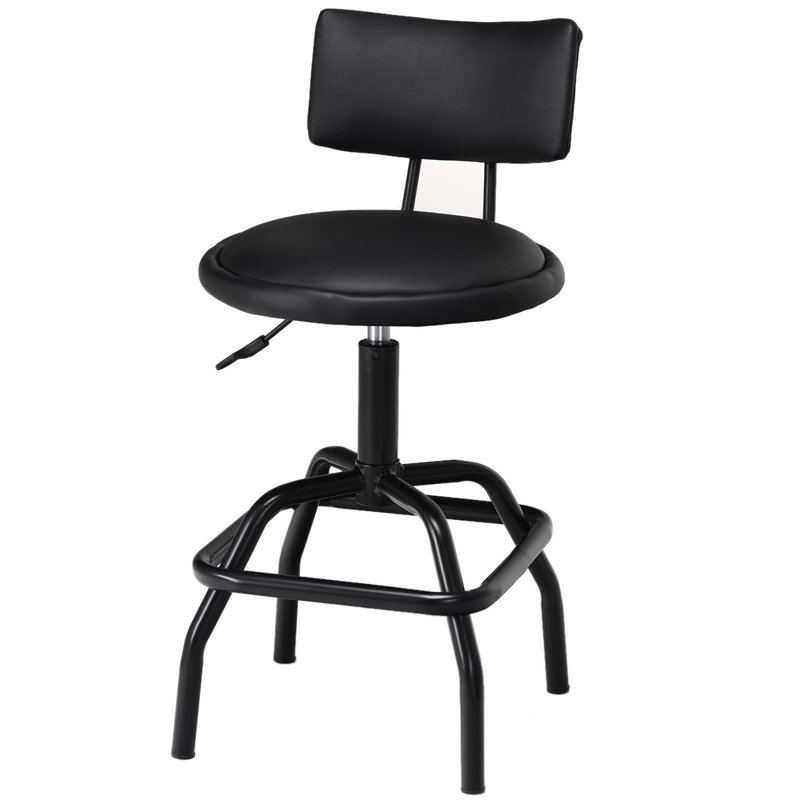 Uli Swivel Upholstered and Faux Leather Adjustable Height Bar Stool with Steel Frame