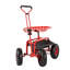 Wagon de jardin avec siège pivotant extensible avec poignée de direction et panier utilitaire (rouge)-56115547