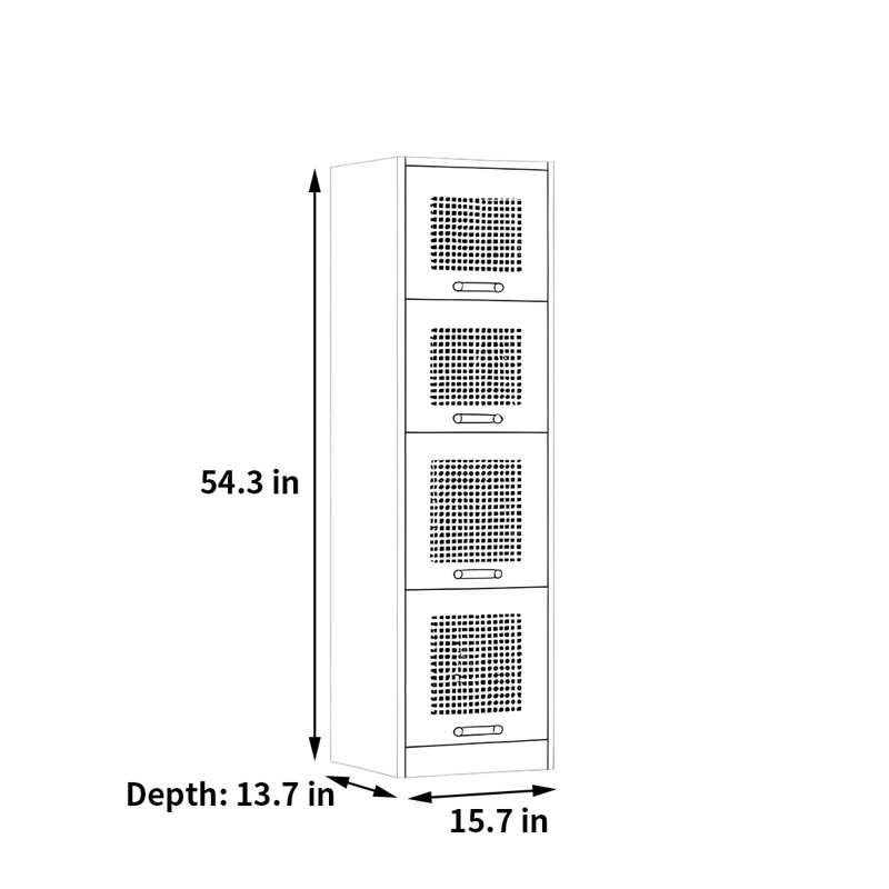 Rabehi, (4 tablettes) H 54,3 po x l 15,7 po x P 13,7 po, Brun