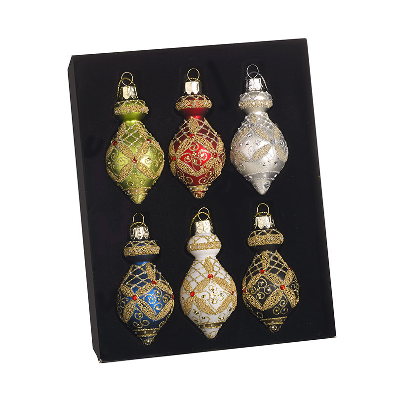9cm Glass Plants & Flowers Finial Ornament