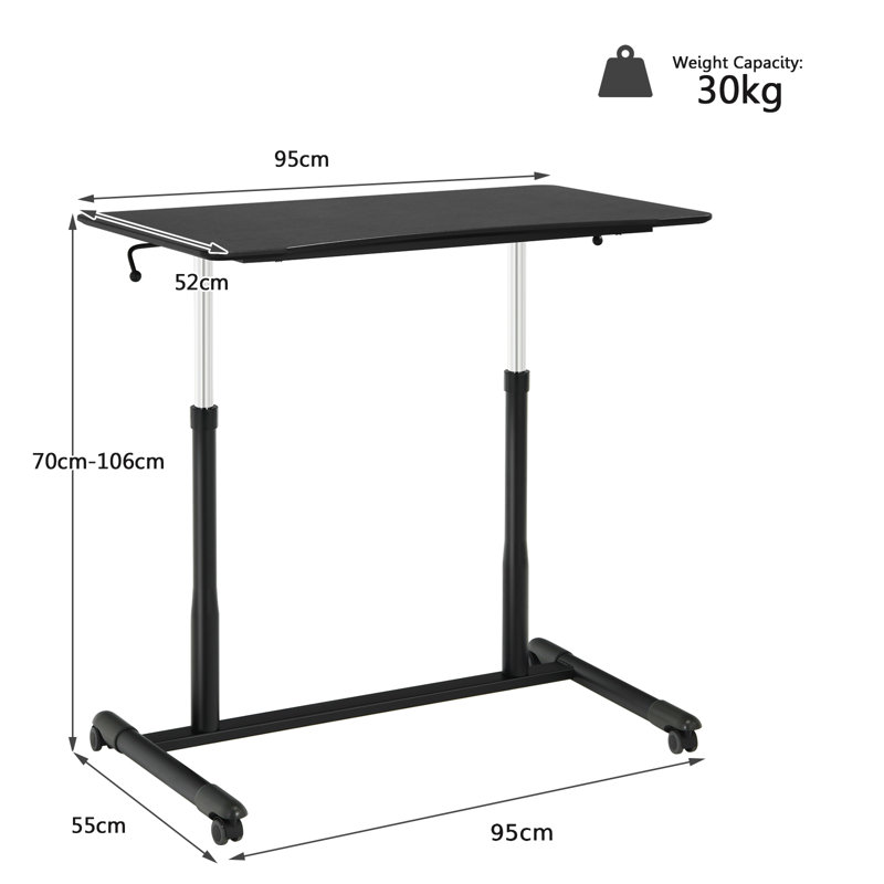 Lagho Adjustable Height Iron Standing Desk, Black, Black