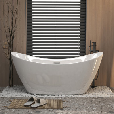 67" Acrylic Freestanding Tub with Chrome Overflow and Drain, cUPC Certified