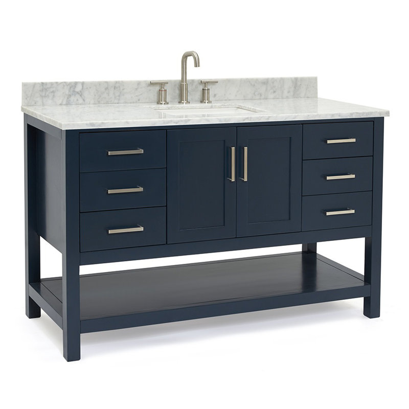 Magnolia Bath Vanity Rectangular Basin S061SCW2R, Midnight Blue, Rectangular, 55"
