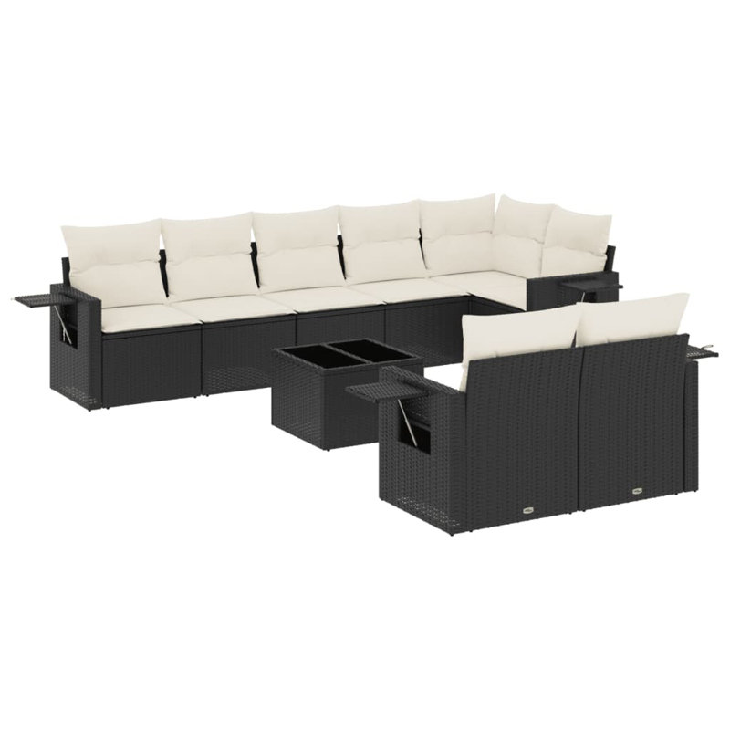 Ensemble de canapé de jardin en rotin PE noir 9 pièces Vidaxl