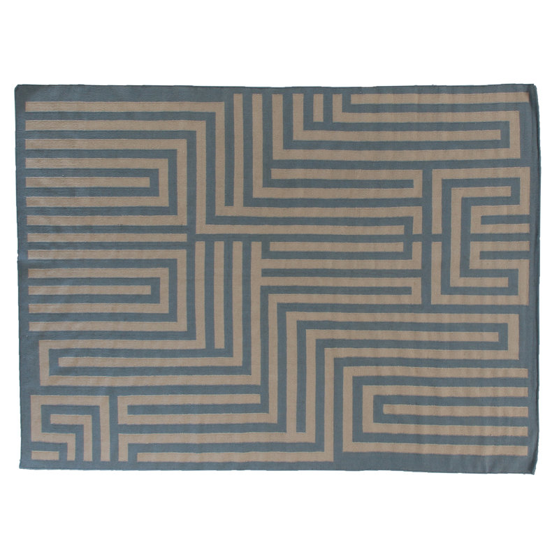 Flatweave Wool Geometric Area Rug, Rectangle 5' x 8'