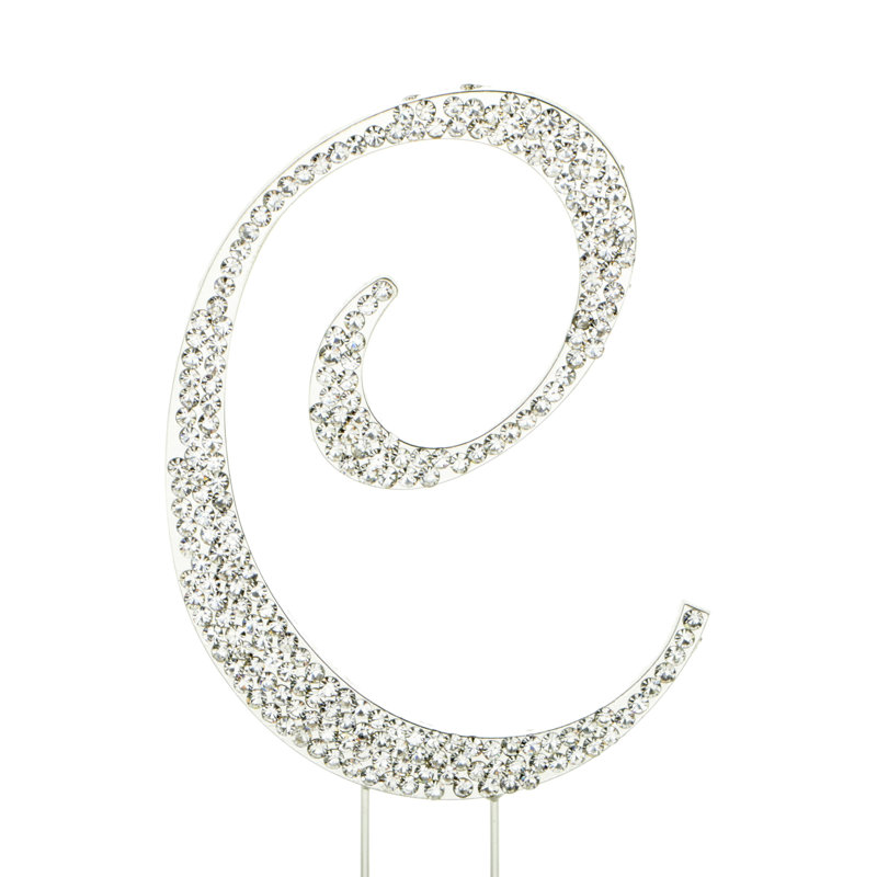 Surmatelas à gâteau "c" rhinestone, Argent