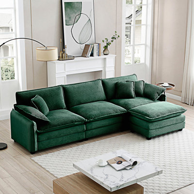 Canapé modulaire surdimensionné à 3 places avec repose-pieds et canapé en L avec repose-pieds