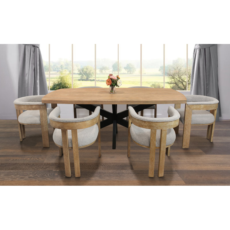 Logan Set With 82" Dining Table And Trish Silver Side Chairs, 7 Pieces: Table, 6 Chairs
