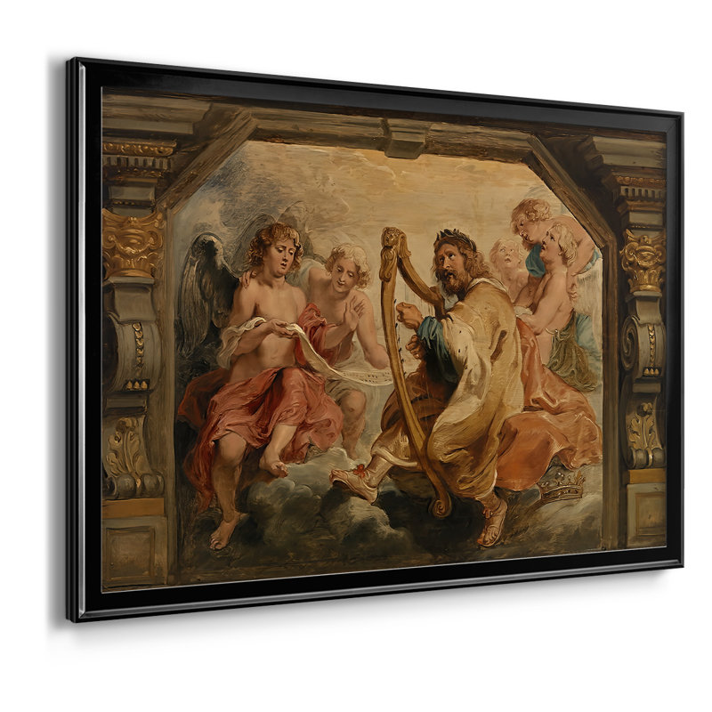 Le roi David jouant de la harpe-Peter Paul Rubens-Toile tendue avec châssis-c. 1616, 30 x 5 x 42,5, Toile avec cadre, Noir
