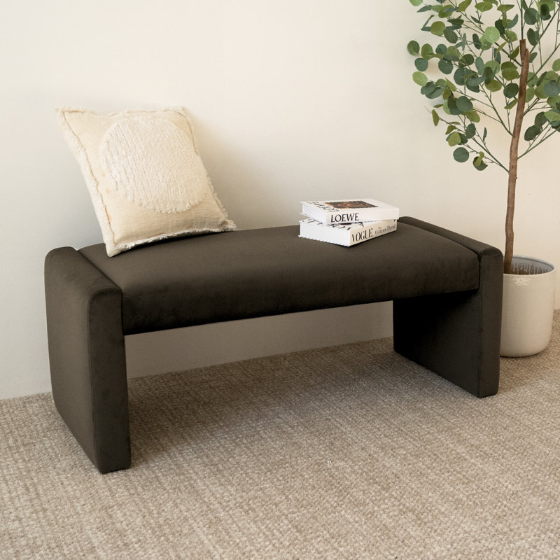 Banc rembourré 47 po Wagenen, Velours vison