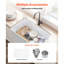 Évier de cuisine encastré 33,5 x 20 po blanc, émaillé Scratch, grand bassin, simple cuve à drainage lisse, fini supérieur avec bonde décalée et coin arrondi R10