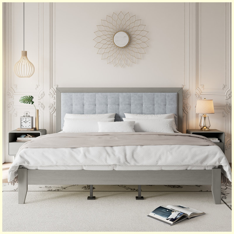 Solid Wood Platform Upholstered Headboard, California King