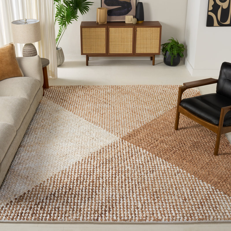 Abinadab Hand Woven Jute/Cotton Plaid Rug in Natural/Bleach, Rectangle 8' x 10'