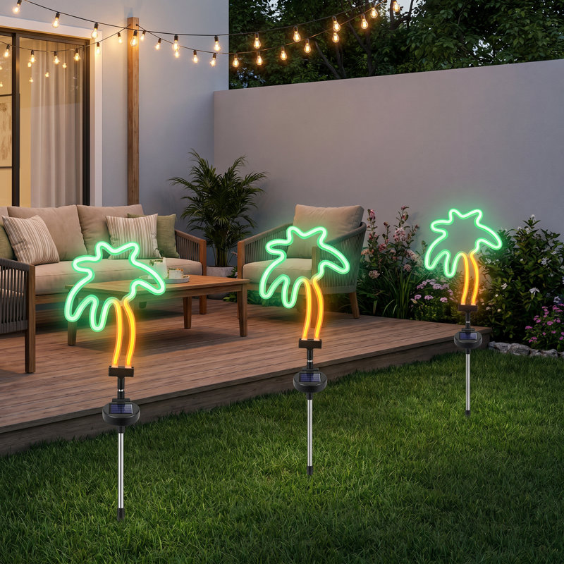 Solar Palm Tree Neon Yard Decor Light