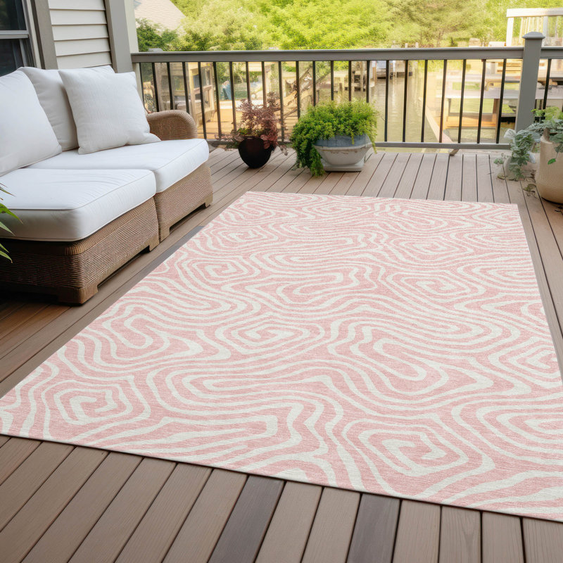 Tapis intérieur / extérieur rose Evalora , 8' x 10'