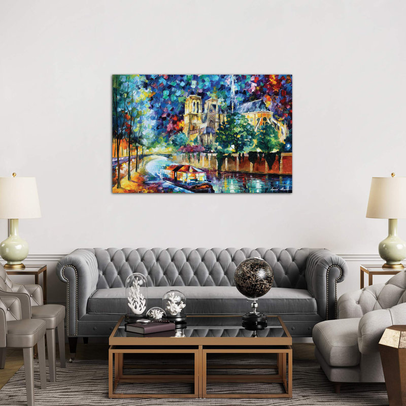 River Of Paris by Leonid Afremov - No Frame Giclee Art Print on Canvas, 152.5 cm H x 101.5 cm W