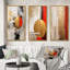"Pleine lune rédempte abstraite or et rouge II" 3 pièces sur toile-44406078-44406073