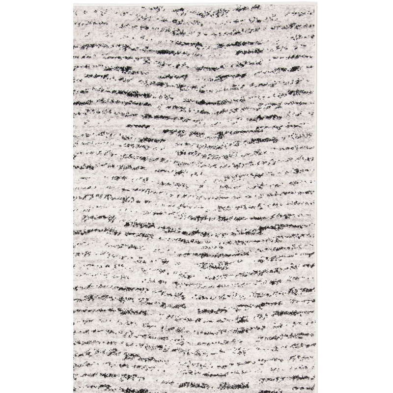 Tapis abstrait ivoire / argent Riebe, Tapis de couloir 2 pi 6 po x 20 pi