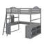 Lit mezzanine double en bois avec bureau en U-870548307