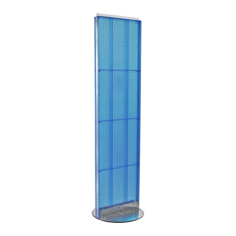 Two-Sided Pegboard Floor Display on Revolving Base. Spinner Rack Stand. Panel Size: 16"W x 60"H