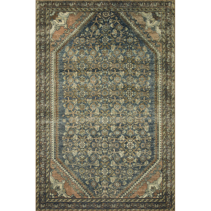 Magnolia Home By Joanna Gaines X Loloi Banks Machine Washable Denim / Clay Area Rug, Rectangle 2'3" x 3'9"