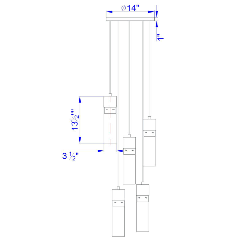 Luminaire suspendu cylindrique à 5 lumières