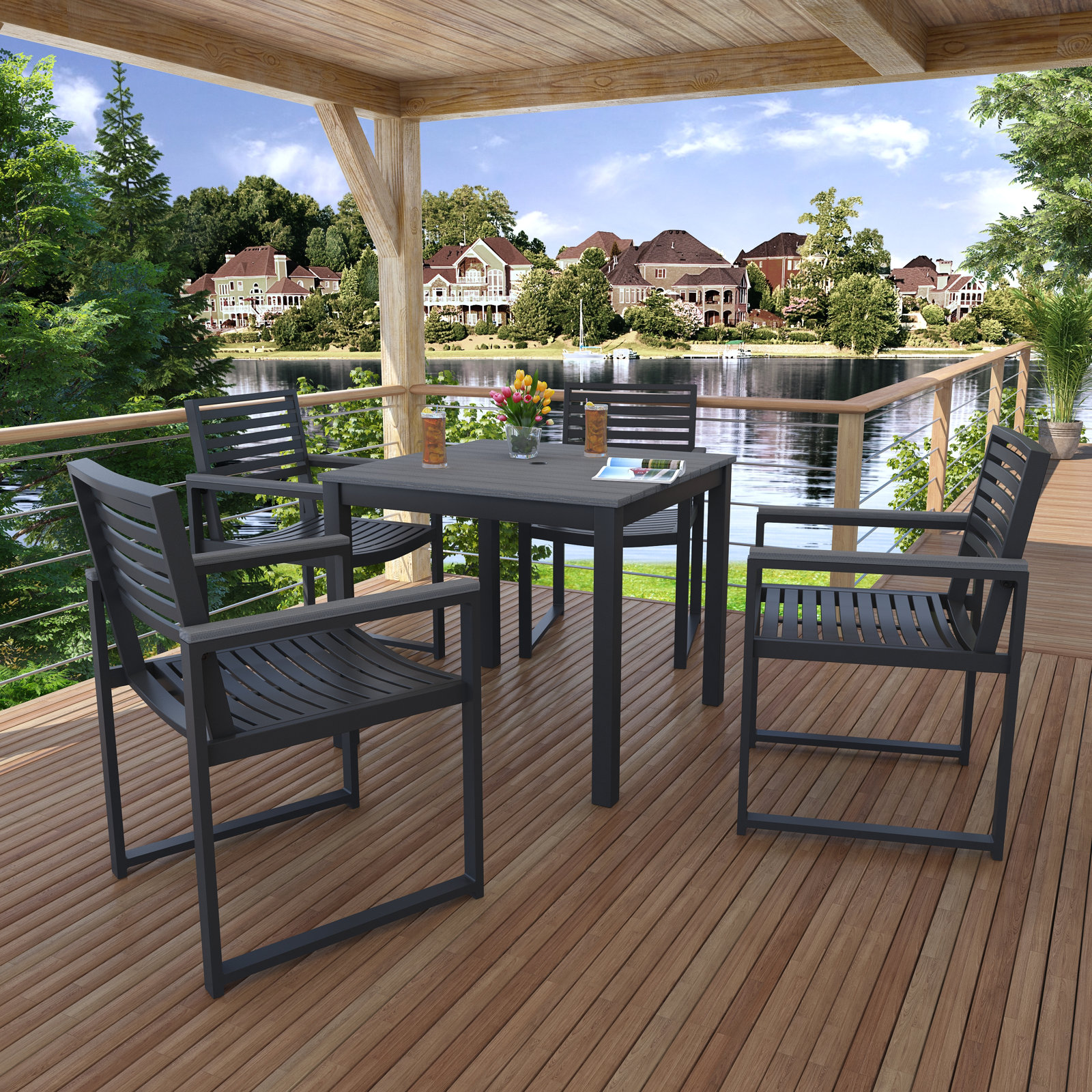 Townsend 33" Patio Dining Set, Gray