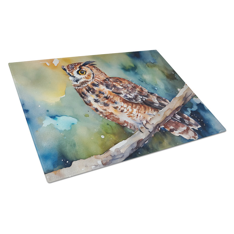 Tawny Owl Glass Cutting Board