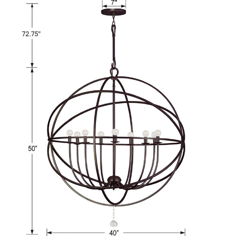 Mason 9 - Light Unique / Statement Globe Chandelier, Olde Silver