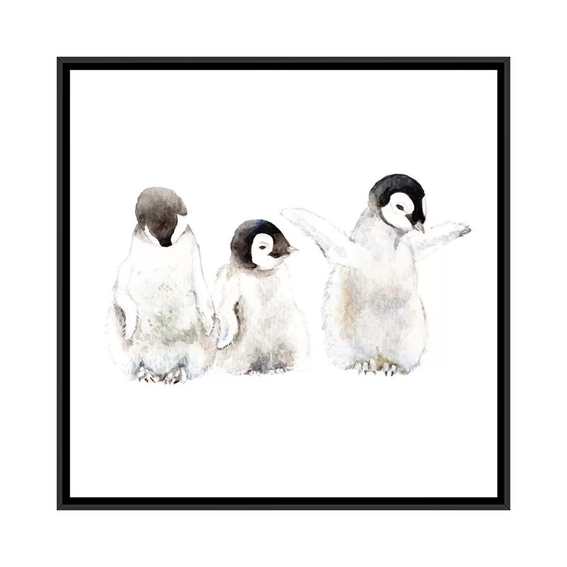 «Penguin Chicks», reproduction sur toile tendue, H 12 po x l 12 po x P 1,5 po, Toile avec cadre noir