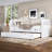 Twin Platform Bed With Drawers And Trundle, Solid Wood Daybed, No Spring Box Needed, White-1374236403