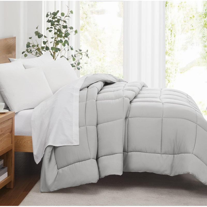 Édredon en duvet synthétique London, Gris, Grand lit