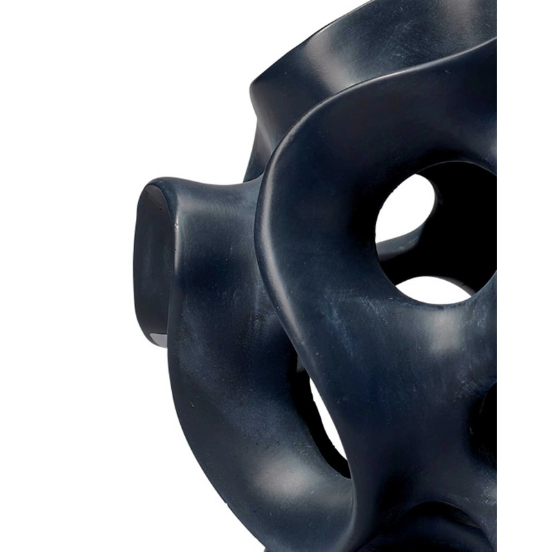 Ribbon Sphere Resin Sculpture, Matte Black