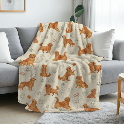 Golden Retriever Blanket for Dog Lovers, Golden Retriever Gifts for Women, Soft Flannel Throw Blanket for Humans Adults Friend, Birthday Blanket Gifts for Christmas Thanksgiving Day 60x80