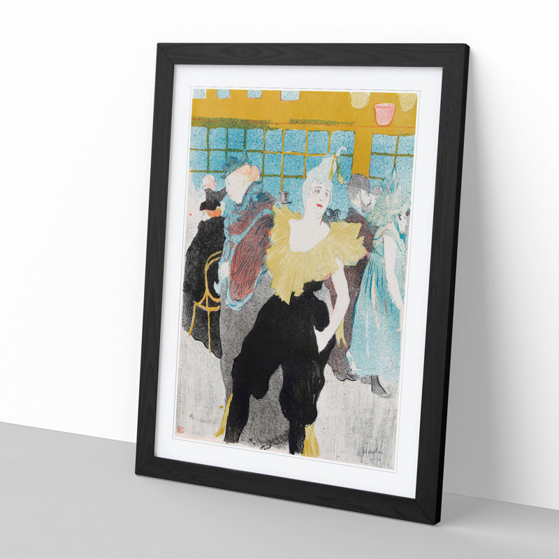 The Clownesse by Henri de Toulouse-Lautrec - Picture Frame Painting, 65cm H x 48cm W x 2cm D, Black Framed