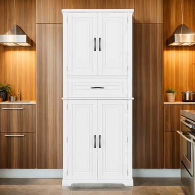 72" Tall Bathroom Storage Cabinet, Floor Storage Cabinet With Drawer,4 Doors, Freestanding Cabinet With Adjustable Shelves For Bathroom, Living Room by Lark Manor