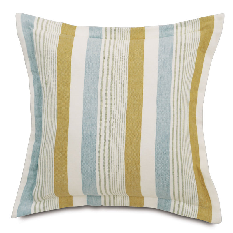 Magnolia Striped Linen Square Throw Pillow with Down Insert