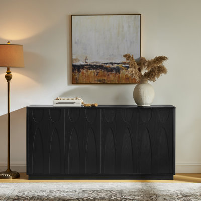 Grande armoire de rangement 64 po avec 4 portes réglables et 4 tablettes réglables pour un téléviseur de 74 po ou moins