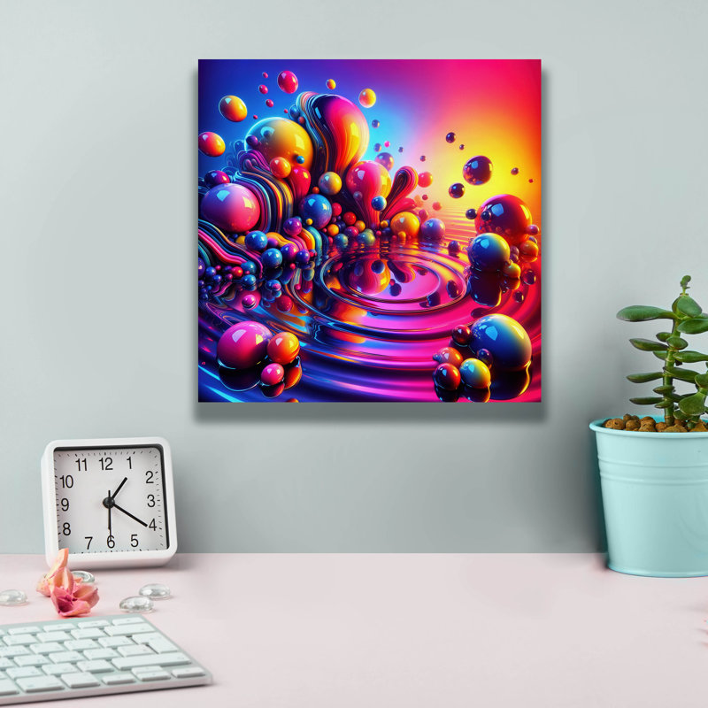  «Drops Of Color» par Rey Klimt, art mural sur toile, H 12 po x l 12 po x P 0,75 po