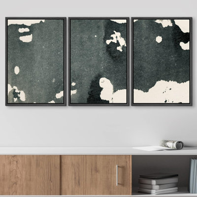 «Black and White Grunge Blot», 3 pièces sur toile