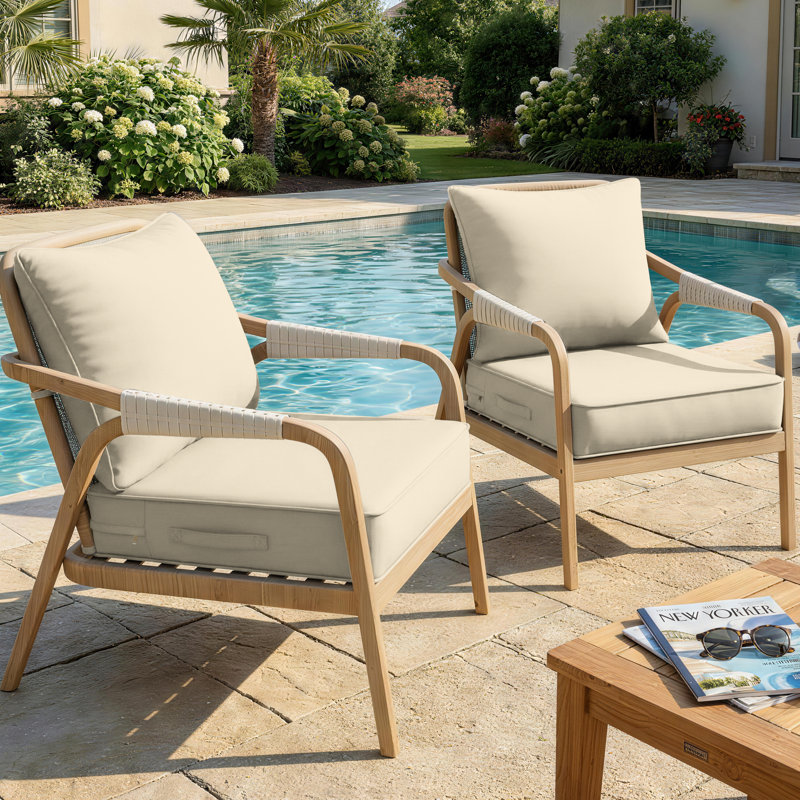 Housse de coussin de siège d'extérieur pour patio avec fond antidérapant, 2, L 22 po x P 22 po, Crème