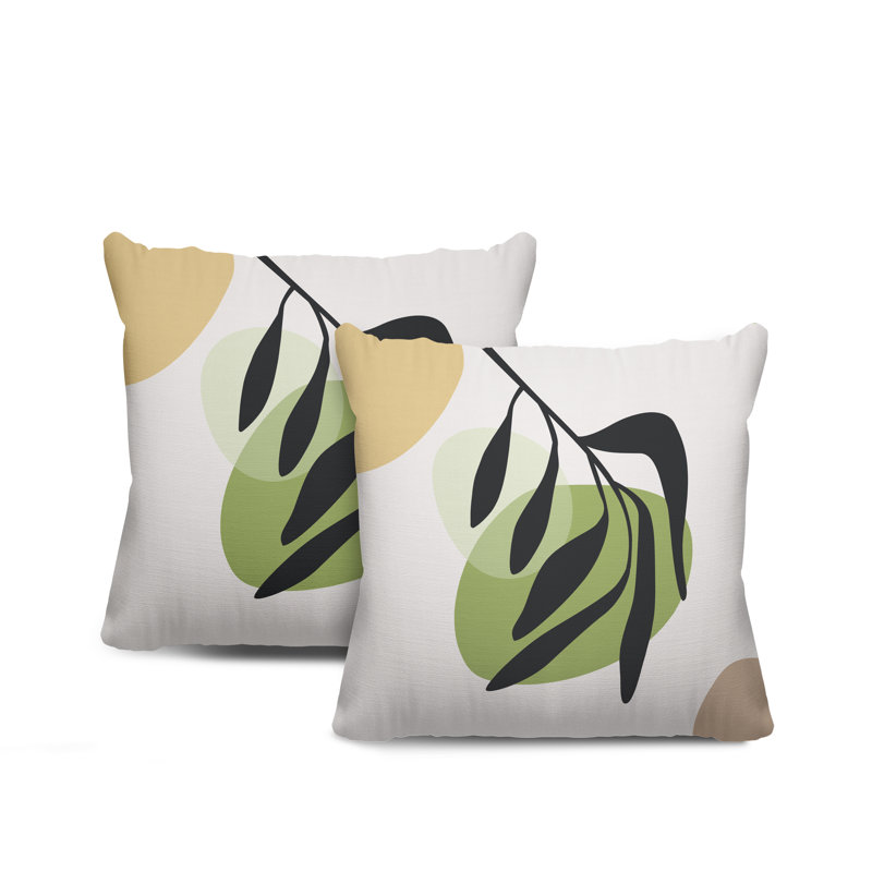 Jeté carré en polyester / mélange de polyester intérieur / extérieur, L 17 po x H 17 po, Chartreuse / beige