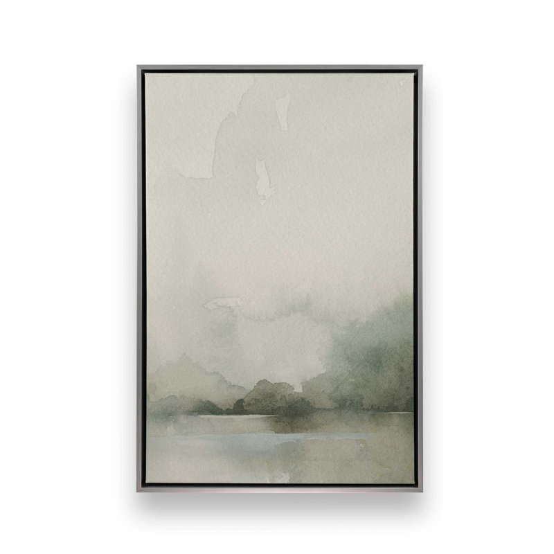 Muted Green Tranquility II Canvas Print, 30.75" H x 20.75" W x 1.75" D, Polished Chrome Floater Framed