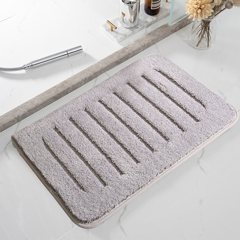 Sigala Microfiber Non-Slip Bath Mat, Light Gray